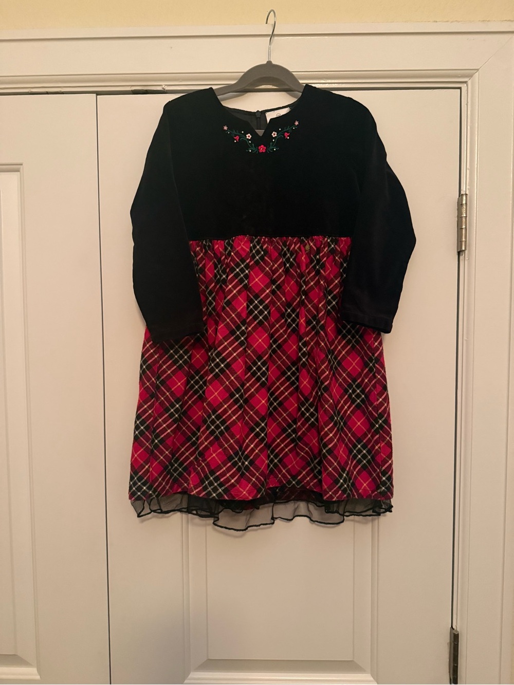 Hanna Andersson Black Dress with Pink & Green Floral Embroidery
